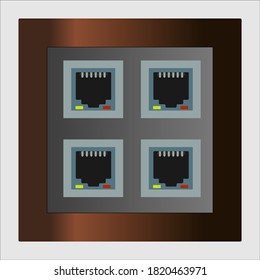 Ethernet Wall Plate 4 Port, Internet Connection Female Port.