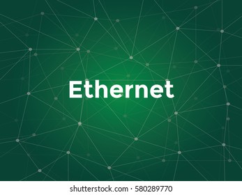 ethernet white text illustration with green constellation map as background