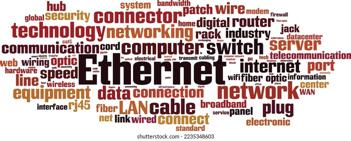 Ethernet word cloud concept. Collage made of words about ethernet. Vector illustration