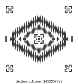 Ética Abstractas Ikat Art patrón transparente, Formas geométricas en negro, gris y marrón. sobre un fondo blanco. Diseñado para fondos, ilustraciones, texturas, telas, Fondos de pantalla, banderas, alfombras.