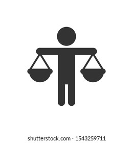 Ethic balance icon in flat style. Honesty vector illustration on isolated background. Decision business concept.
