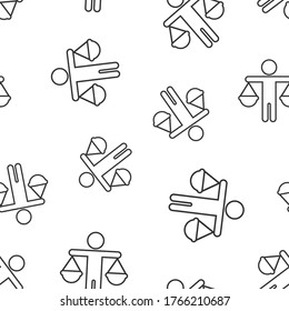 Ethic balance icon in flat style. Honesty vector illustration on isolated background. Decision seamless pattern background business concept.