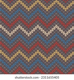 ethic  Blue Orange white Red color Seamless knitted pattern with vertical stripes.illustration.