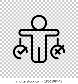 Ética y moral de la vida social, icono de escala. Símbolo lineal modificable negro sobre fondo transparente