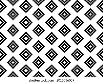 Ethic pattern in black and white in plain. Tribe pattern in rectangle as black and white tone. Style of textile pattern. Aztec pattern of geometric black and white. Native geometric with triangle and 