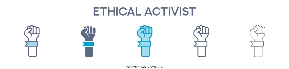 Elemento Activista Ético Para El Diseño Gráfico - Estilos Múltiples. Ilustración vectorial De Dos Colores Y Negro. Los Diseños Múltiples De Los Iconos Se Pueden Utilizar Para El Móvil, Ui, Web