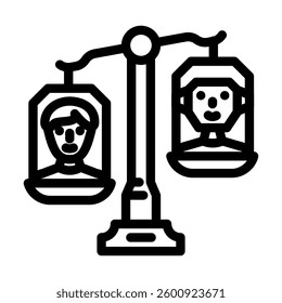 ethical ai balance scale deep learning line icon vector. ethical ai balance scale deep learning sign. isolated contour symbol black illustration