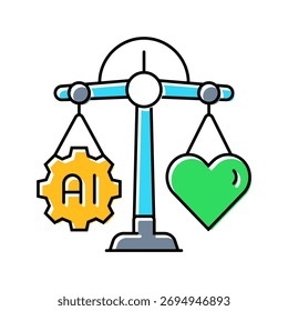 ethical ai balance scale deep learning color icon vector. ethical ai balance scale deep learning sign. isolated symbol illustration