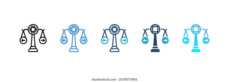 Conjunto de iconos de toma de decisiones de IA ética colección de estilo múltiple