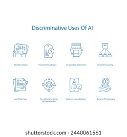 Ethical AI Discrimination Vector Icons Addressing Biases in Technology