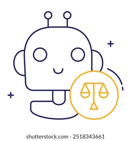 Ethical Automation and AI Responsibility Vector Icon Design, automation ethics, AI regulation, robotics law, responsible technology