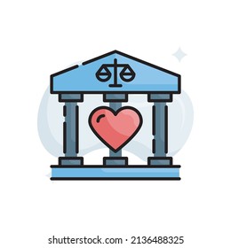 Ilustración de diseño del icono de esquema rellenado por el vector bancario ético. Archivo EPS 10 sobre fondo blanco