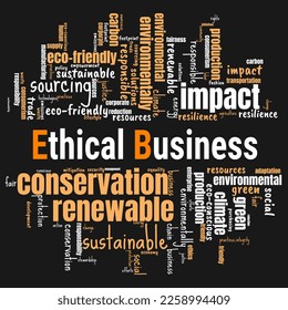 ethical business word cloud template. Law concept vector on white background.
