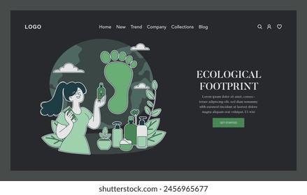 Ethical Cosmetics concept. Woman explores eco-friendly beauty products, representing sustainable living and low environmental impact. Vector illustration.