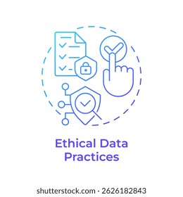 Ethical data practices blue gradient concept icon. Asking for permission. Benefit of consent management. Round shape line illustration. Abstract idea. Graphic design. Easy to use in article