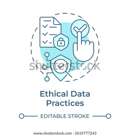 Ethical data practices soft blue concept icon. Asking for permission. Benefit of consent management. Round shape line illustration. Abstract idea. Graphic design. Easy to use in article