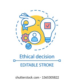 Ethical decision concept icon. Moral issue resolving idea thin line illustration. Conflict, problem resolution. Business ethics. Moral choice making. Vector isolated outline drawing. Editable stroke