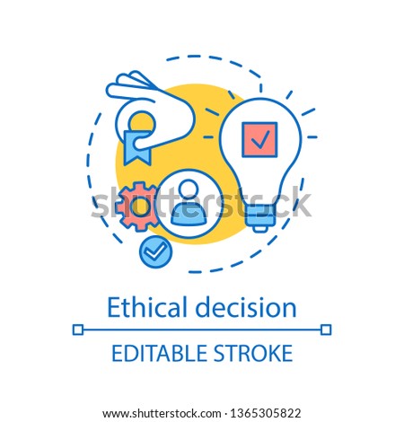 Ethical decision concept icon. Moral issue resolving idea thin line illustration. Conflict, problem resolution. Business ethics. Moral choice making. Vector isolated outline drawing. Editable stroke