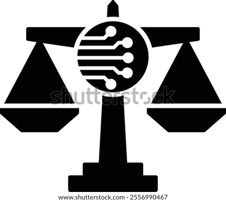 Ethical Decision Making icon. A scale symbolizing justice and balance, representing responsible decision-making processes. Suitable for ethics and law discussions.Black flat syle.