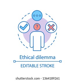 Ethical Dilemma Concept Icon. Ethical Issue Idea Thin Line Illustration. Moral Problem, Choice, Decision Making. Conflict Resolving. Moral Reasoning. Vector Isolated Outline Drawing. Editable Stroke