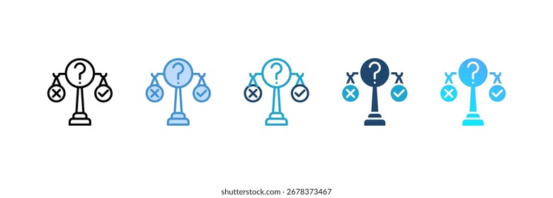 Conjunto de iconos de dilema ético colección de estilo múltiple