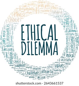 Ethical Dilemma word cloud conceptual design isolated on white background.