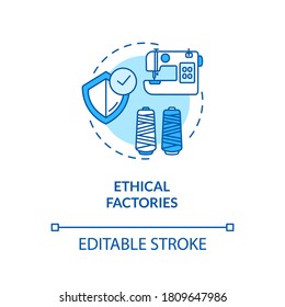 Ethical factories turquoise concept icon. Zero waste manufacture. Sustainable production of material idea thin line illustration. Vector isolated outline RGB color drawing. Editable stroke