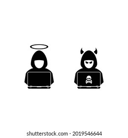 Ethical Hacker Icon Vs Hacker Icon, Vector Illustration.