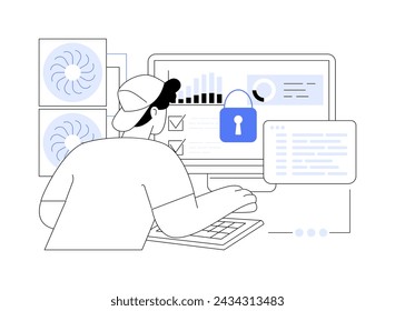 Ethical hacker isolated cartoon vector illustrations. Professional ethical hacker deals with penetration testing, cybersecurity practice, vulnerability analyst, IT technology vector cartoon.