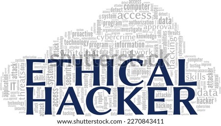 Ethical Hacker word cloud conceptual design isolated on white background.