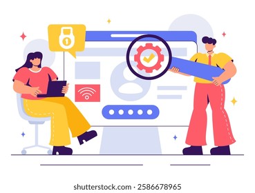 Ethical Hacking Illustration featuring a Developer Practicing Hacking on a Web Application, Identifying Code Vulnerabilities to Improve Cybersecurity