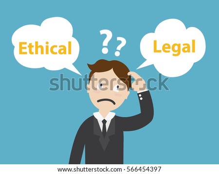 Ethical and Legal - businessman confused Standing at the crossroad