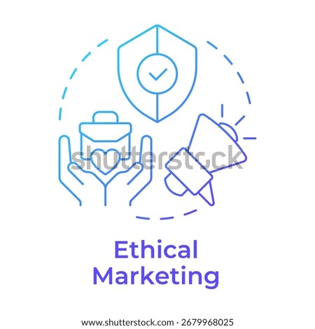 Ethical marketing blue gradient concept icon. Accurate advertising. Type of ecological business practices. Round shape line illustration. Abstract idea. Graphic design. Easy to use in booklet