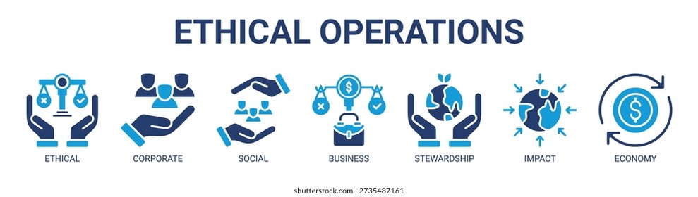 Ethical Operations web banner icon vector illustration concept with icon of ethical, corporate, social, business, stewardship, impact, and economy.
