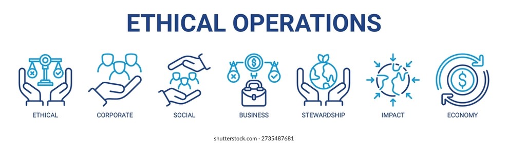Ethical Operations web banner icon vector illustration concept with icon of ethical, corporate, social, business, stewardship, impact, and economy.