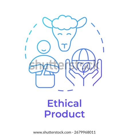 Ethical product blue gradient concept icon. Caring of nature at manufacturing. Type of ecological business. Round shape line illustration. Abstract idea. Graphic design. Easy to use in booklet