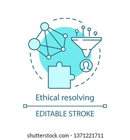 Ethical Resolving Concept Icon. Moral Dilemma Idea Thin Line Illustration. Code Of Ethics. Moral Issue, Problem Resolution. Conflict Management. Vector Isolated Outline Drawing. Editable Stroke