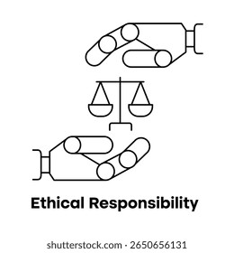Responsabilidade ética AI Governança Equidade Integridade Ícone de Supervisão com traço editável
