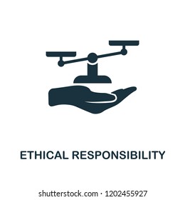 Ethical Responsibility icon. Monochrome style design from business ethics collection. UX and UI. Pixel perfect ethical responsibility icon. For web design, apps, software, printing usage.