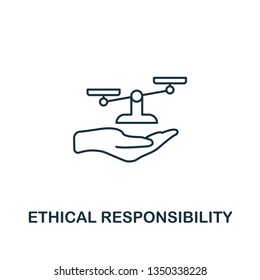 Ethical Responsibility icon. Thin line design symbol from business ethics icons collection. Pixel perfect ethical responsibility icon for web design, apps, software, print usage.