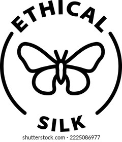 Ethical silk icon. Black outline rounded isolated product label icon tag stamp vector on transparent background