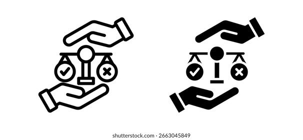 Conjunto de íconos múltiples estándar ético de ilustración de Vector de dos líneas y glifos