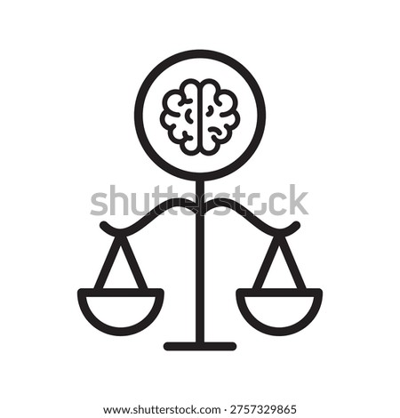 Ethical Thinking Balance Line Icon. Fair Judgment Outline Vector