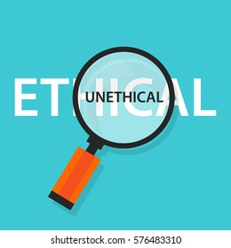 Ethical unethical concept comparison for moral behavior