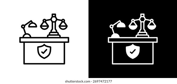 Ethical Workplace Icon whiteblack Vector Illustration