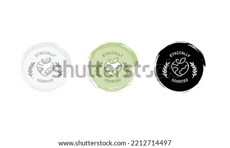 Ethically sourced Gray black and White icon