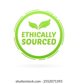 Ethically sourced green sign. Flat style. Vector icon