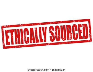 Ethically sourced grunge rubber stamp on white, vector illustration