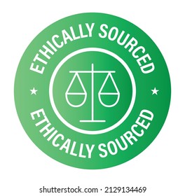 ethically sourced vector icon, green in color. line art