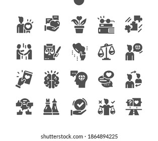 Ethics. Code Of Business Ethics And Values. Book About Ethics. Balance. Transparency. Morality Thinking. Approval, Right Choice And Ways. Vector Solid Icons. Simple Pictogram